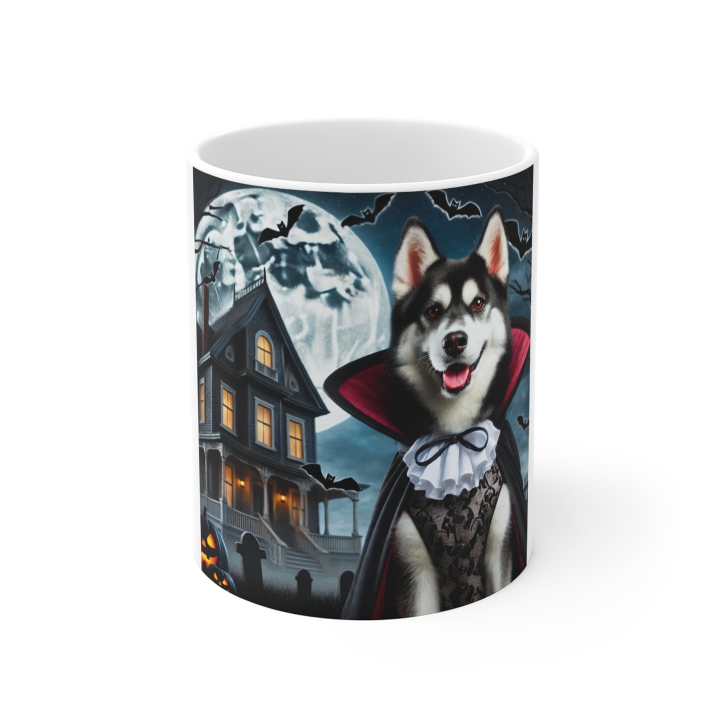 Spooky Siberian Husky Halloween Mug - Vampire Dog Design | Perfect for Husky Lovers