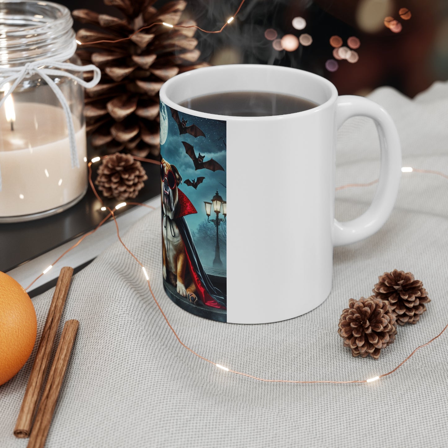 Bulldog Vampire Halloween Mug - Spooky Dog Lover's Mug