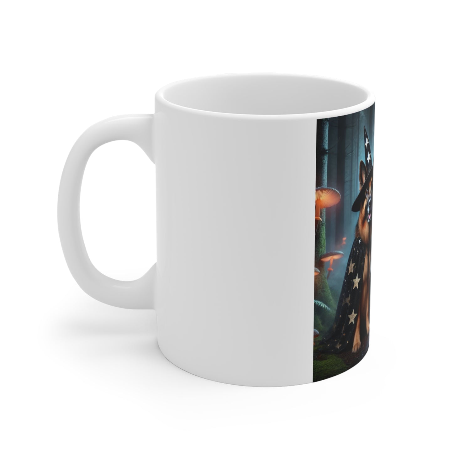 German Shepherd Wizard Halloween Mug - Magical Dog Mug with Cauldron Design