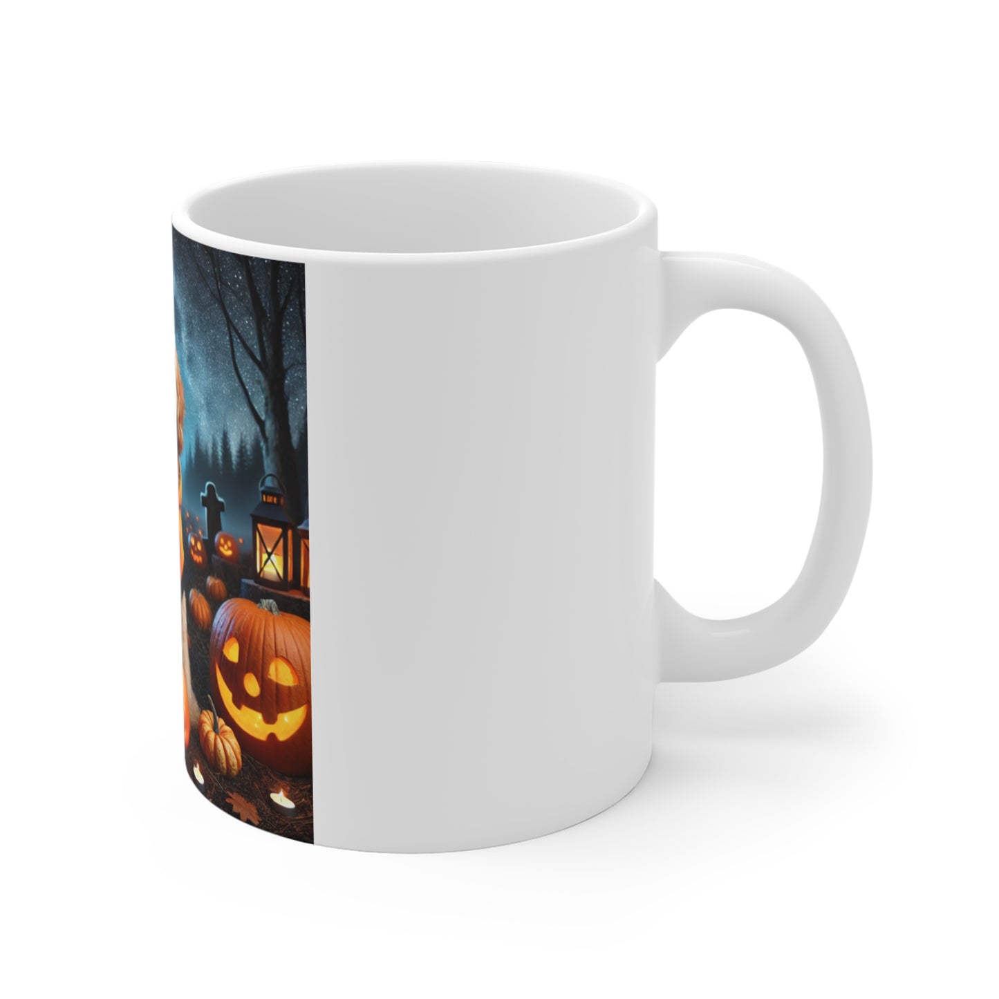 Goldendoodle Pumpkin Patch Halloween Mug - Spooky Dog Mug in Haunted Pumpkin Patch