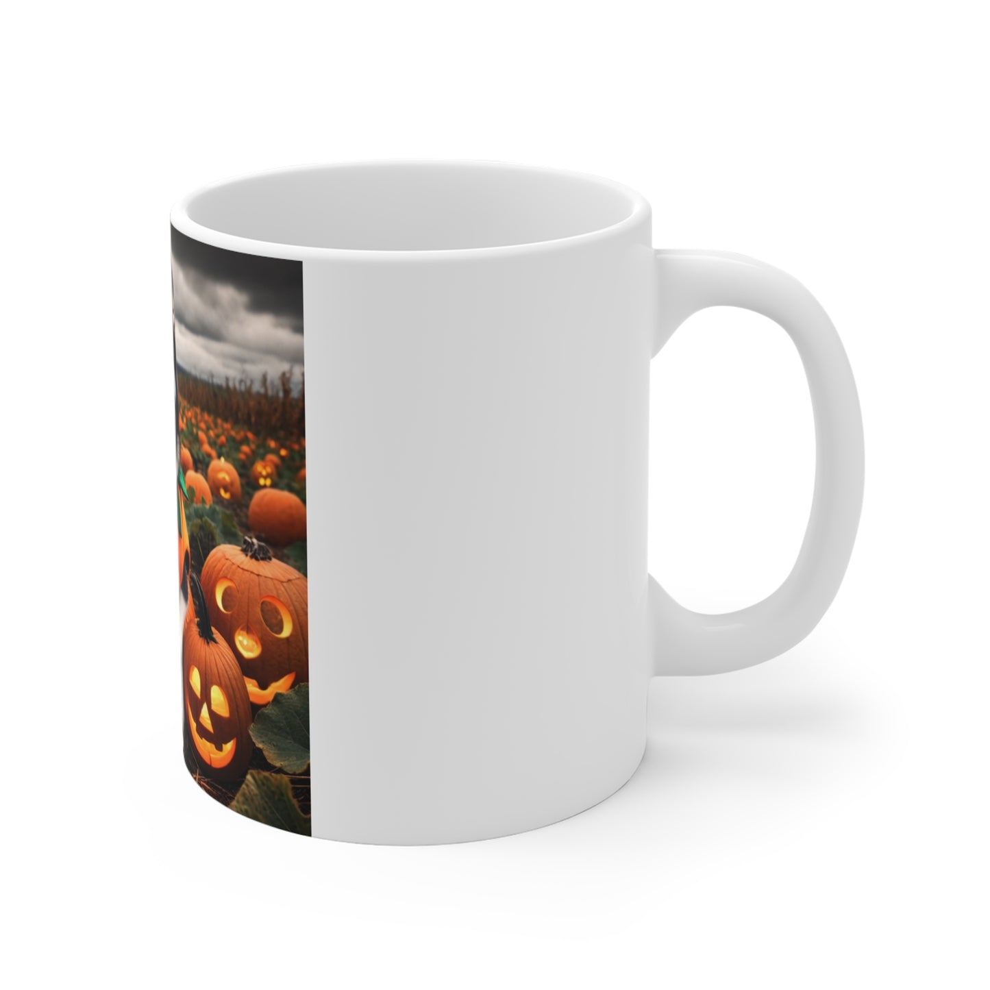 Siberian Husky Pumpkin Patch Halloween Mug - Adorable Dog in Pumpkin Costume