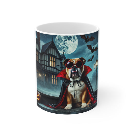 Bulldog Vampire Halloween Mug - Spooky Dog Lover's Mug