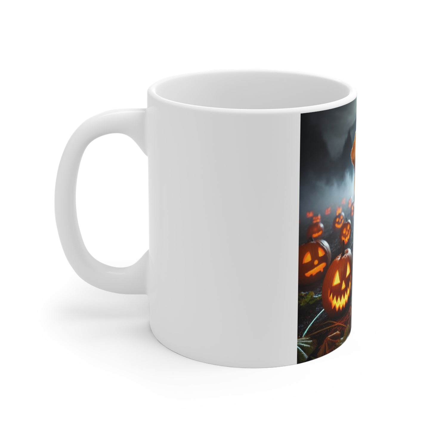 Labrador Retriever Skeleton Halloween Mug - Spooky Dog Mug with Scary Pumpkins Design