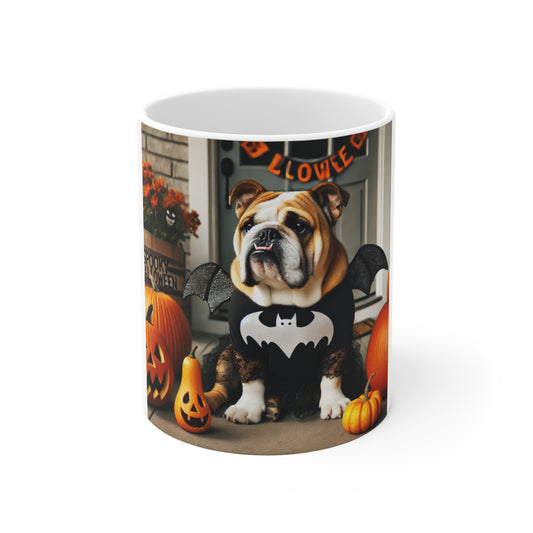 Bulldog Bat Halloween Mug - Adorable Bat-Themed Dog Mug for Halloween