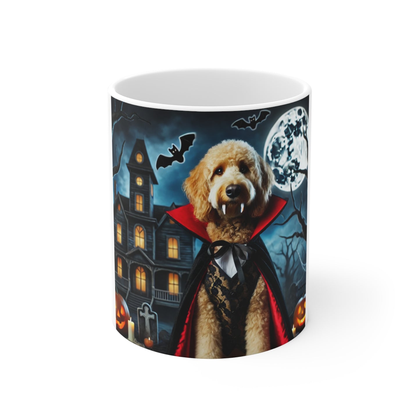 Goldendoodle Vampire Halloween Mug - Spooky Dog Mug for Halloween Lovers