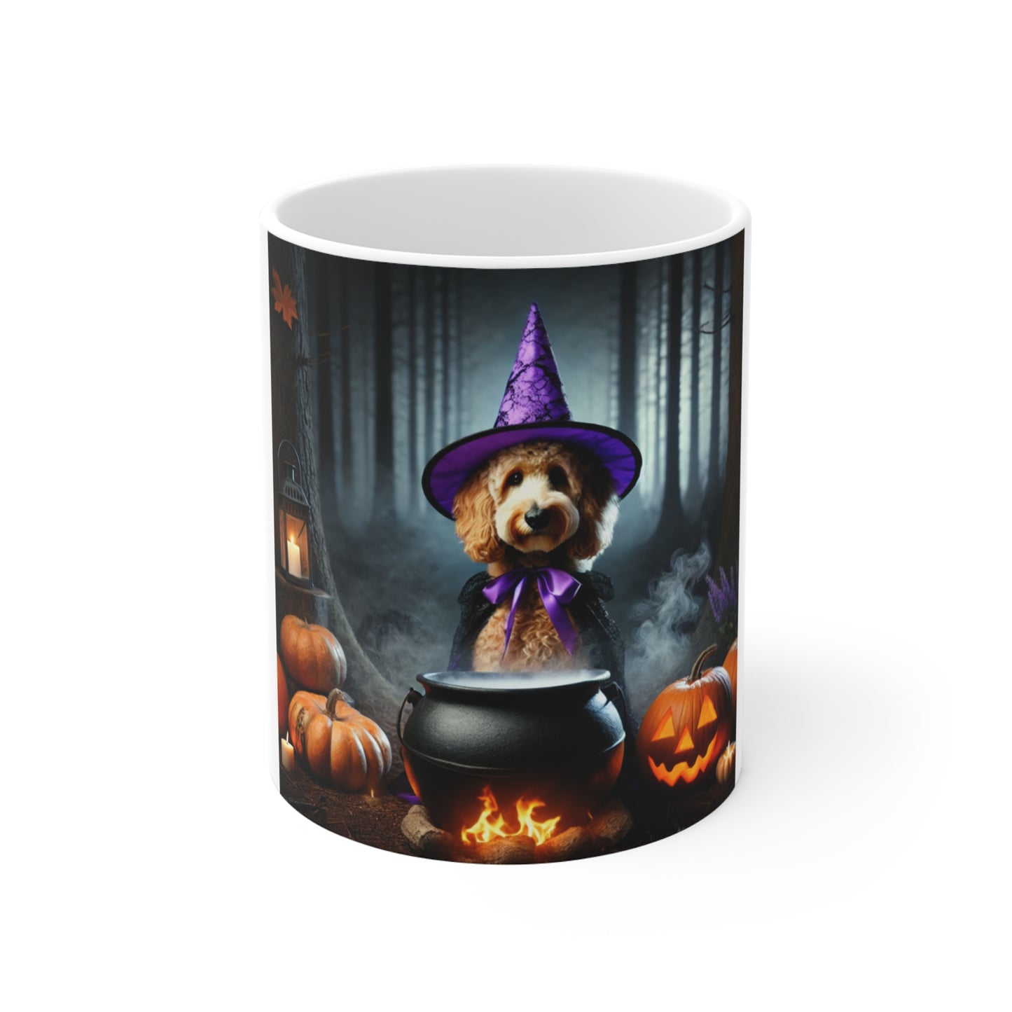 Goldendoodle Witch Halloween Mug - Magical Dog Mug with Cauldron Design