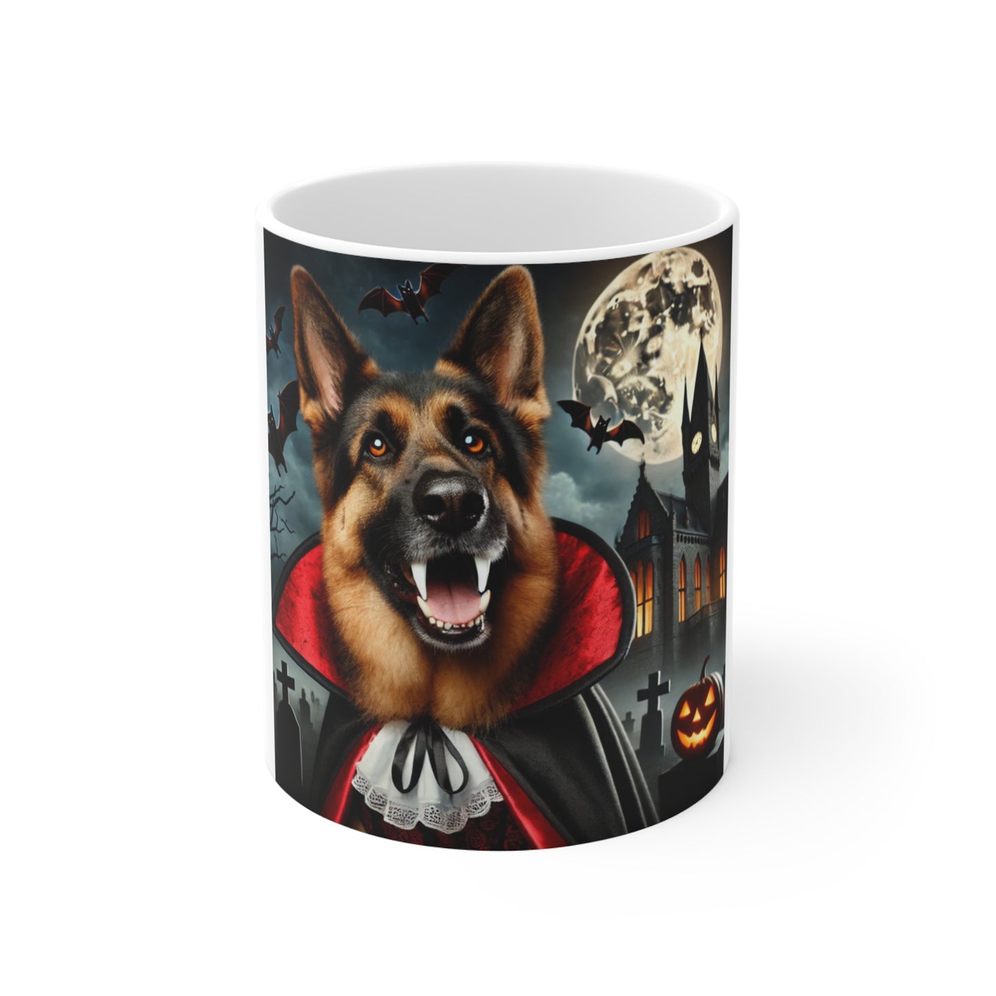 German Shepherd Vampire Halloween Mug - Spooky Dog Lover's Mug