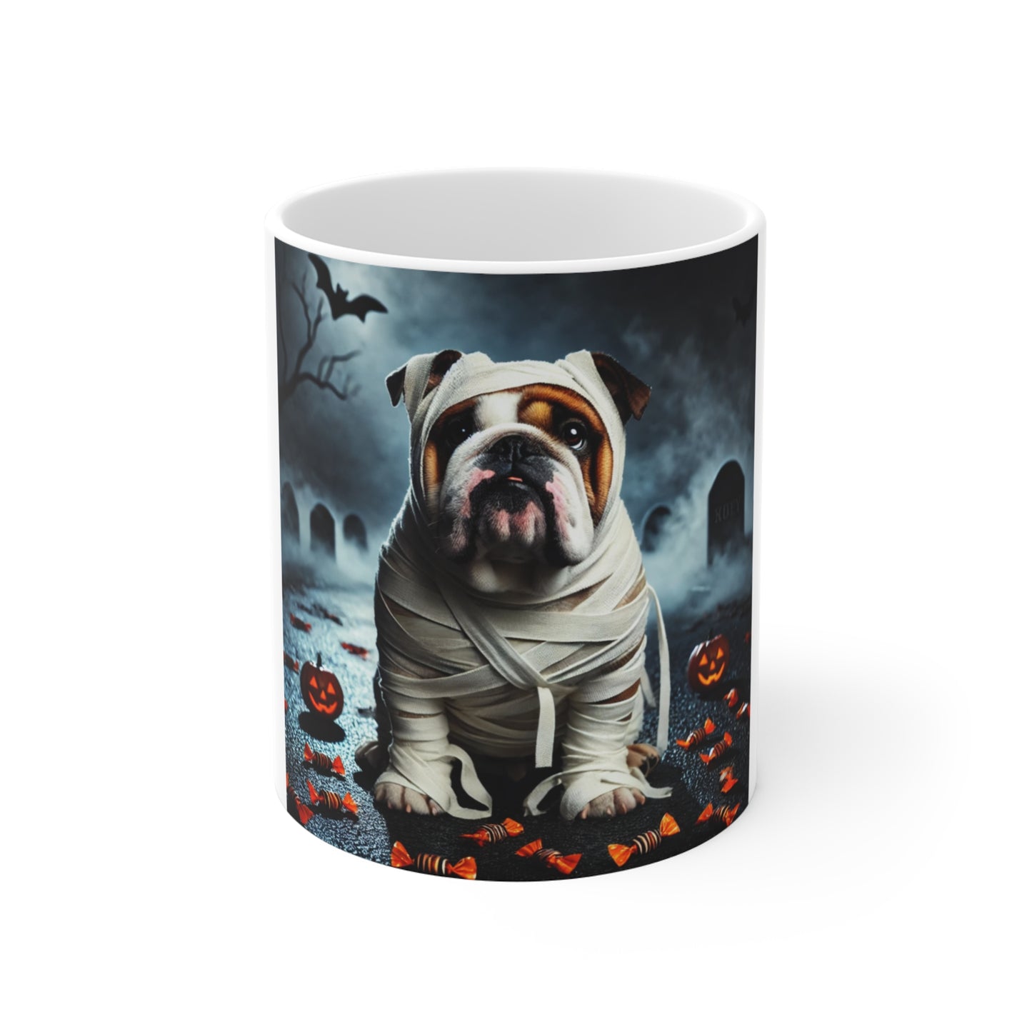 Bulldog Mummy Halloween Mug - Spooky Dog Mug for Halloween Lovers