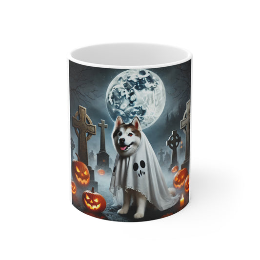 Siberian Husky Ghost Halloween Mug - Spooky Dog Lover's Mug