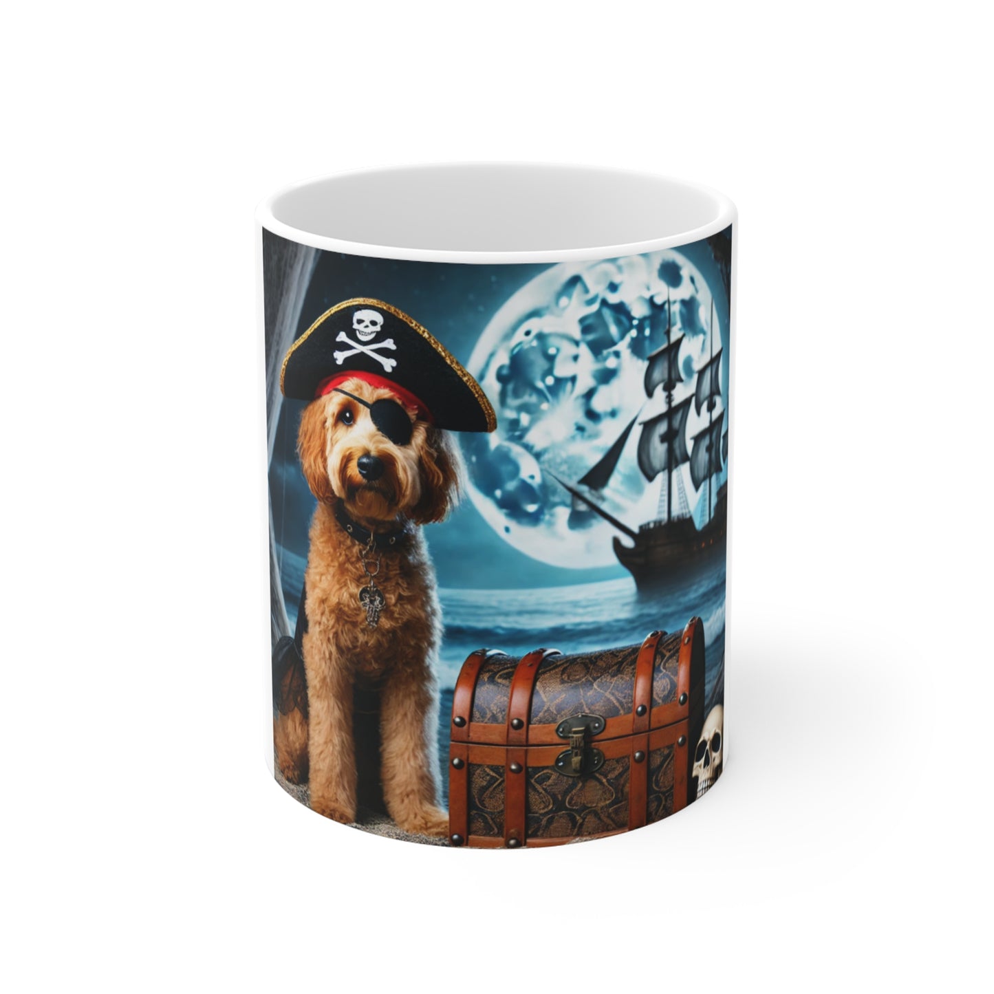 Goldendoodle Pirate Halloween Mug - Fun Dog Mug with Treasure Design