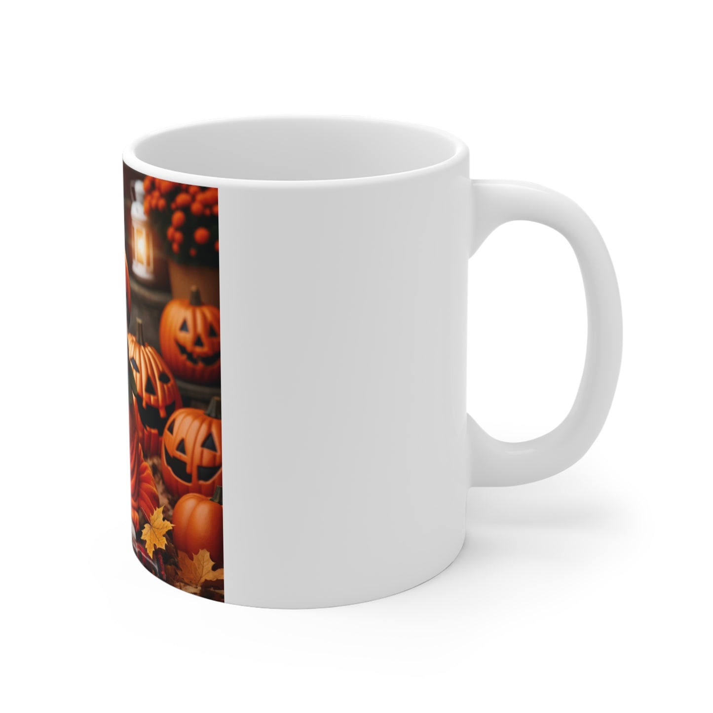 Bulldog Pumpkin Patch Halloween Mug - Cute Dog in Pumpkin Costume Design