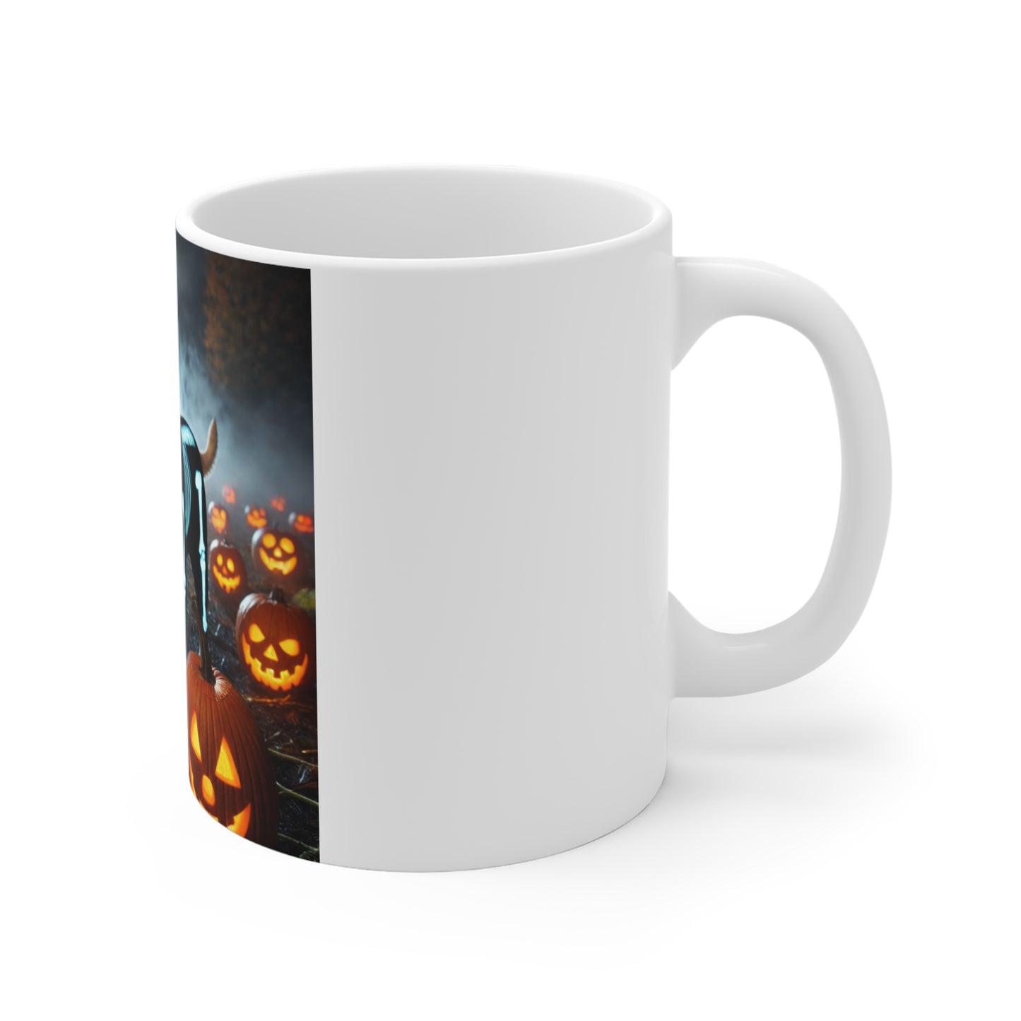 Labrador Retriever Skeleton Halloween Mug - Spooky Dog Mug with Scary Pumpkins Design