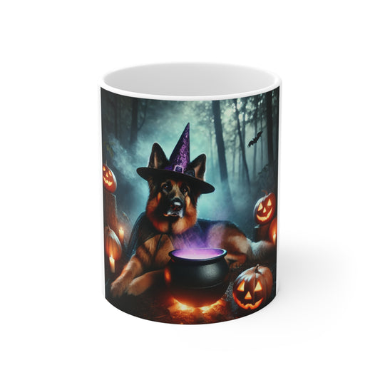 German Shepherd Witch Halloween Mug - Magical Dog Lover's Mug