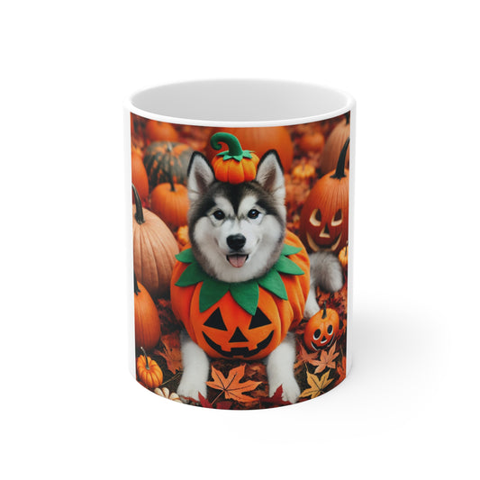 Siberian Husky Pumpkin Halloween Mug - Cute Dog Lover's Mug for Halloween