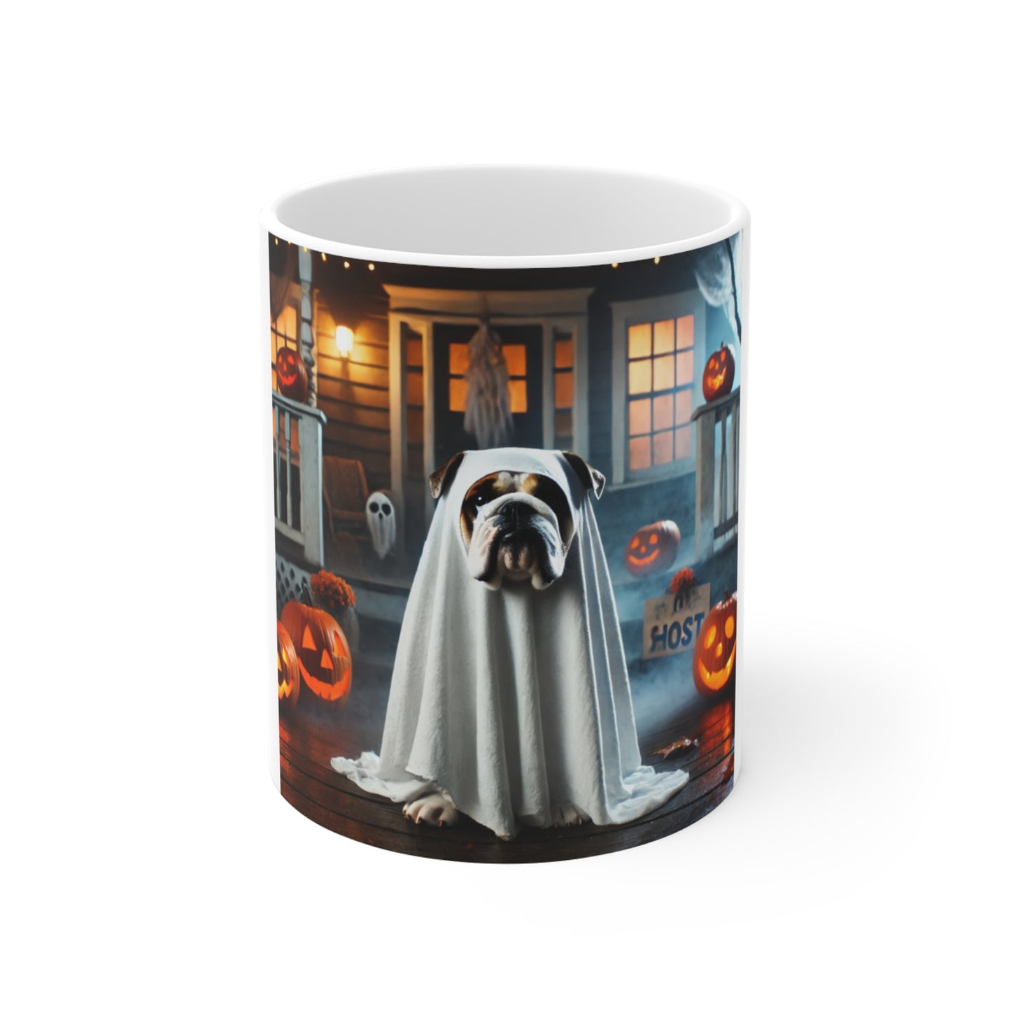 Bulldog Ghost Halloween Mug - Spooky Dog Lover's Mug