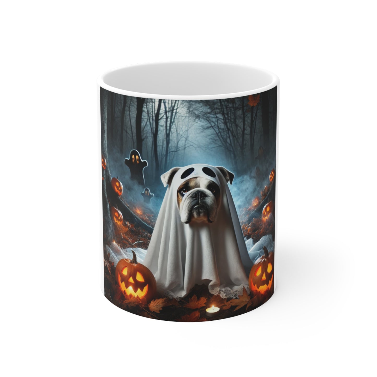 Bulldog Ghost Halloween Mug - Spooky Dog Mug for Halloween Lovers